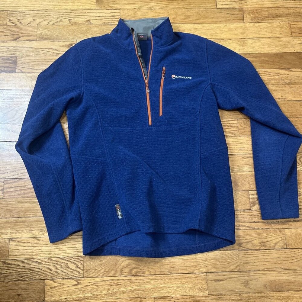Montane 1/4 Zip Long Sleeve Fleece Polartec Pullover Shirt Mens Size M Blue